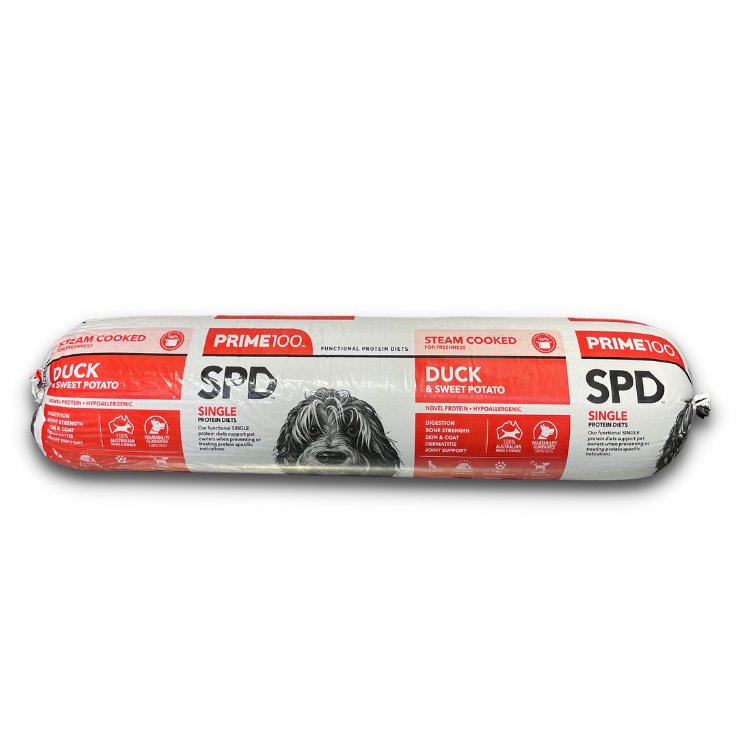 Prime100 Duck & Sweet Potato Roll SPD - howlerpetfoods